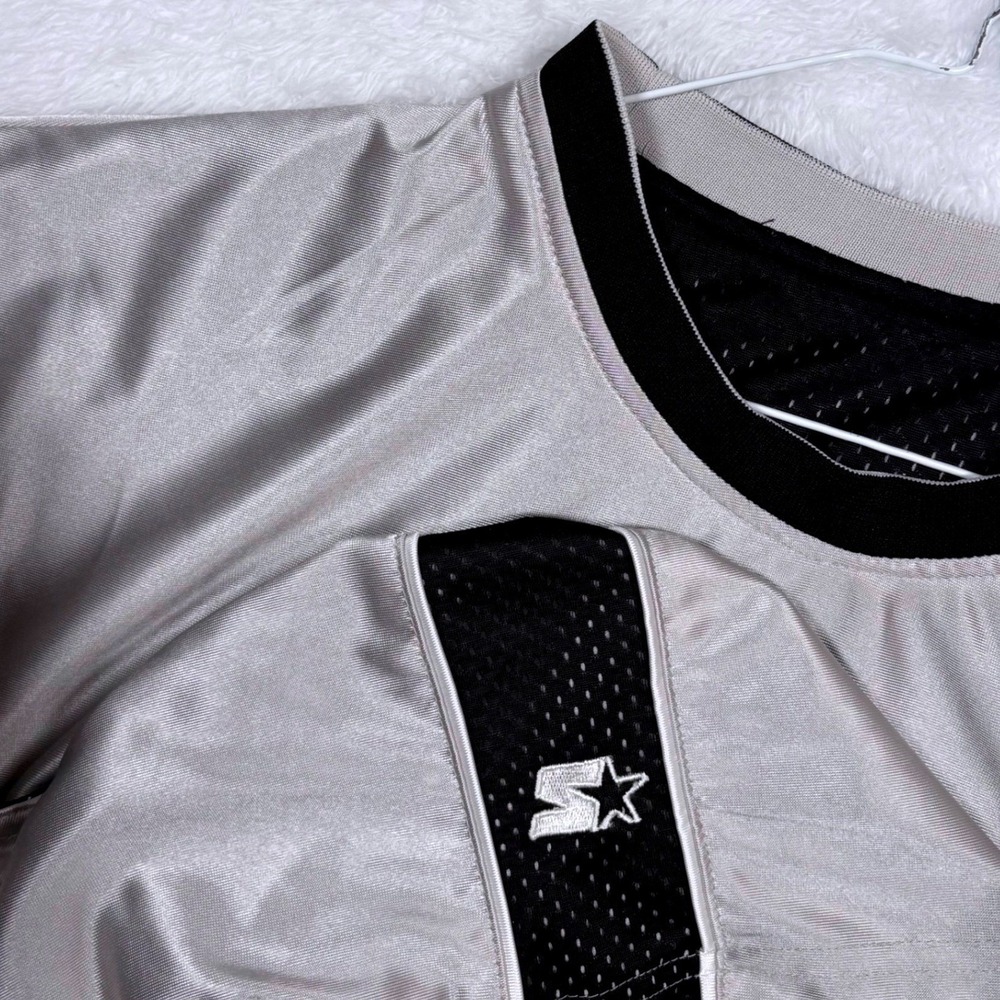 VTG 90s Starter Reversible TankTop Jersey Men 2XL Silver Black Dazzle Mesh Shiny